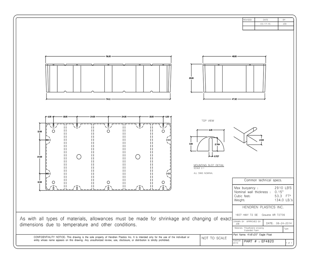 Size 48"x96"x20" drawing